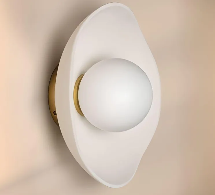 Applique murale, Bacia, blanc mat, laiton, Ø30,5cm, H30,5cm - Hudson Valley Lighting