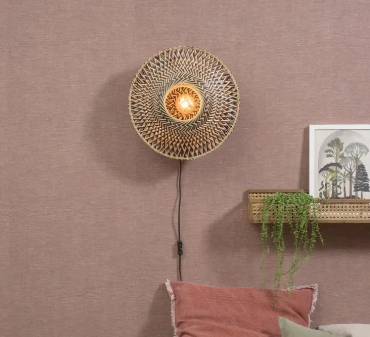 Applique murale, Bali S, naturel et noir, Ø44cm, H44cm - Good&Mojo