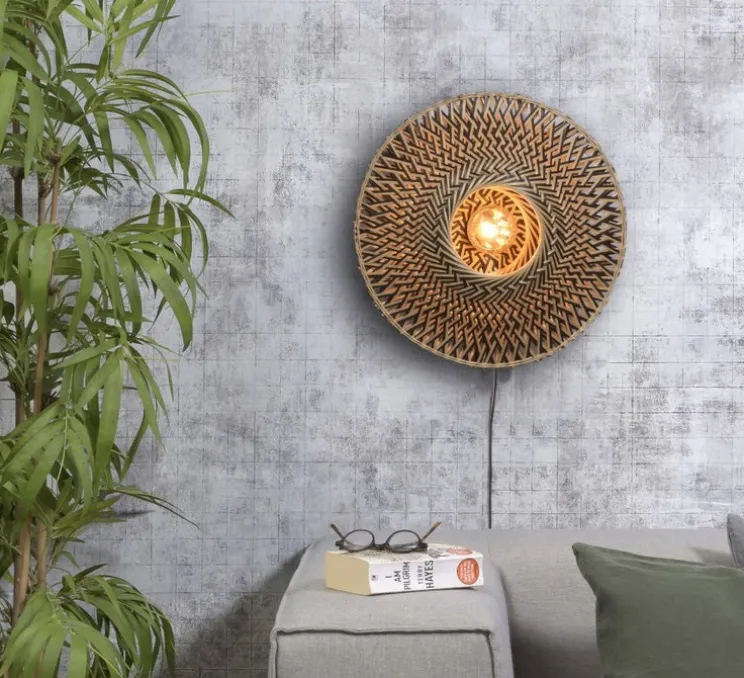 Applique murale, Bali S, naturel et noir, Ø44cm, H44cm - Good&Mojo