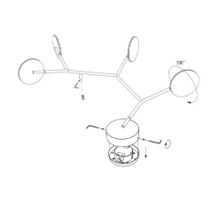 Applique*Tunto Applique murale, Ballon Wall 5, modèle A, , LED, 3000K, 800lm, L72,2cm, H58,9cm - blanc