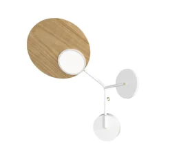 Applique murale, Ballon Wall 3, blanc et chêne, gauche, LED, 3000K, 400lm, L52cm, H41cm - TUNTO