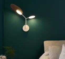 Applique murale, Ballon Wall 3, blanc et noyer, gauche, LED, 3000K, 400lm, L52cm, H41cm - TUNTO