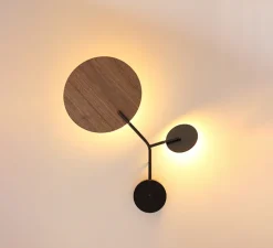 Applique murale, Ballon Wall 3, noir et chêne, gauche, LED, 3000K, 400lm, L52cm, H41cm - TUNTO