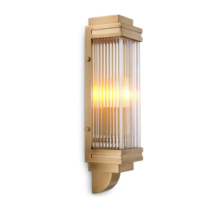 Applique*Eichholtz Applique murale, Bassett, , L11cm, H38cm - laiton, verre transparent