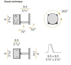 Applique*Panzeri Applique murale, Bella semi encastrée, , LED, dim, 2700K, 388 lm, L10,1cm, H9cm - bronze