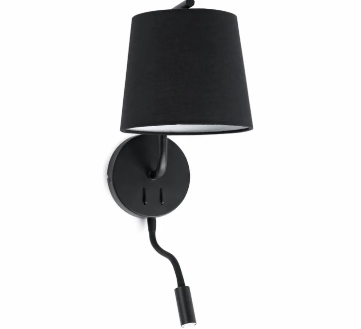 Applique murale, Berni, liseuse, noir, LED, 3000K, 200lm, L20cm, H57cm - FARO