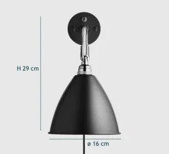 Applique murale, Best-Lite BL7, noir et chrome, Ø16cm, H29cm - Gubi