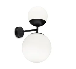Applique*Tato Italia Applique murale, Biba, , LED, 2700K, 1276lm, L20cm, H39cm - noir mat, verre blanc