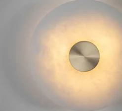 Applique murale, Bide, Albâtre, Laiton brossé, IP65, LED, 2700K, lm, L28cm, H28cm - Bert Frank