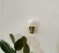 Applique murale, Bilbo, blanc, or, Ø10cm, H17cm - BACCARIS