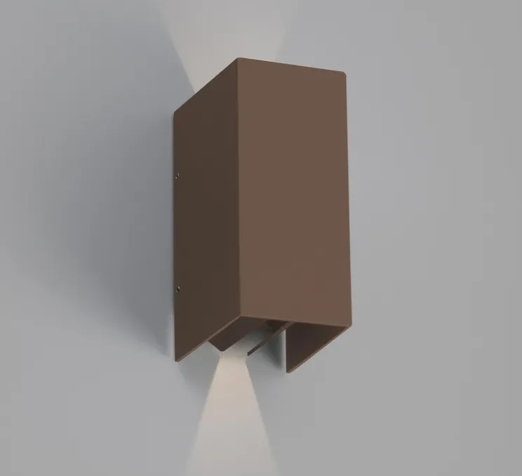 Applique murale, Blind, rouille, LED, 3000k, 90lm, IP54, L7,4cm, H16,5cm - Faro