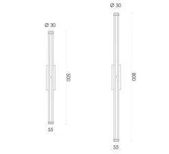 Applique murale, Bloomsbury 800, Direct, laiton, LED, dim, 2700K, lm, Ø3cm, H80cm - Rubn