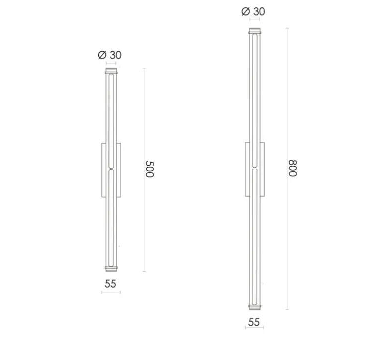 Applique murale, Bloomsbury 800, Direct, laiton, LED, dim, 2700K, lm, Ø3cm, H80cm - Rubn