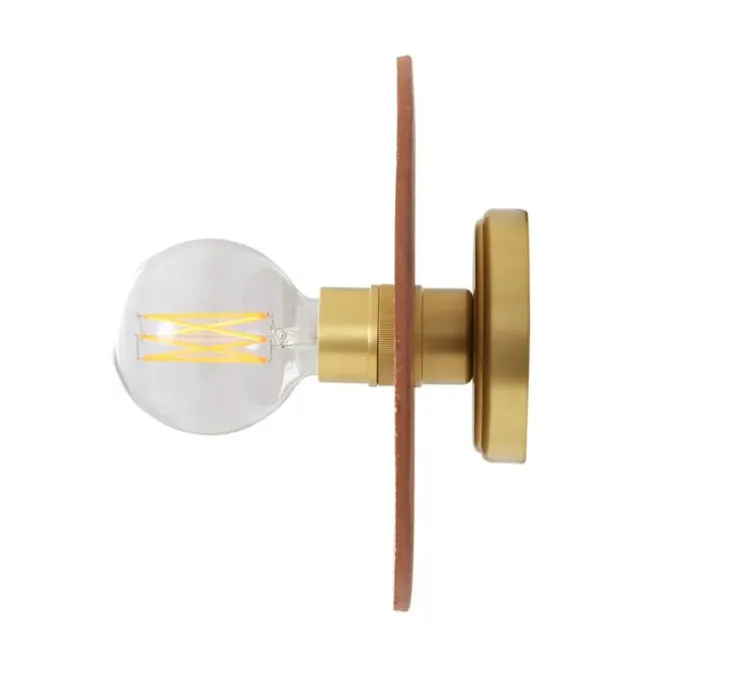 Applique murale, Bog Oak céramique organique, rouge fer et laiton satiné, rouge fer, laiton satiné, Ø28cm, H28cm - Mullan Lighting