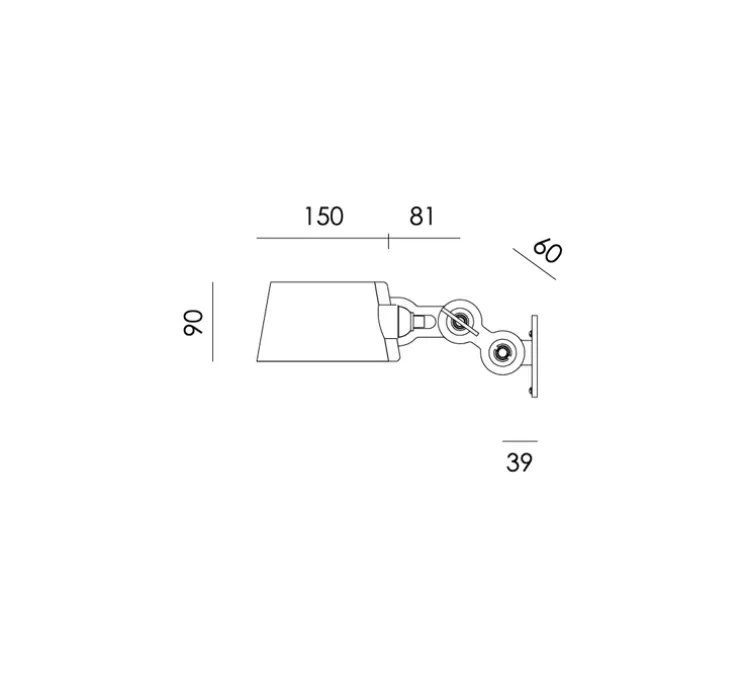 Applique murale, Bolt wall side fit mini, vert flux, câble, L15cm, H9cm - TONONE