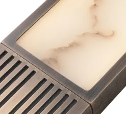 Applique*Entrelacs Applique murale, Braun, , IP44, LED, dim, 2700K, 700 lm, L9,4cm, H65cm - Albâtre veines marron, Bronze patiné