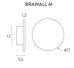 Applique*Lumen Center Italia Applique murale, Brawall Flocky M, , LED, 3000k, 801 lm, Ø21cm, H1,2cm - velours rouge bordeaux