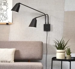 Applique*It's about Romi Applique murale, Bremen 2 bras, , L135cm, H49cm - noir