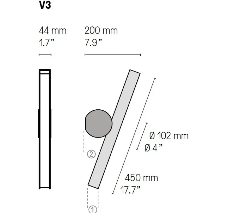 Applique*CVL Applique murale, Calée V3, satiné, LED, 960lm, 2700km, H45cm, L13,2cm - laiton