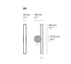 Applique*CVL Applique murale, Calée VV, , IP44, LED, 3000K, 880lm, L4,4cm, H45cm - graphite satiné