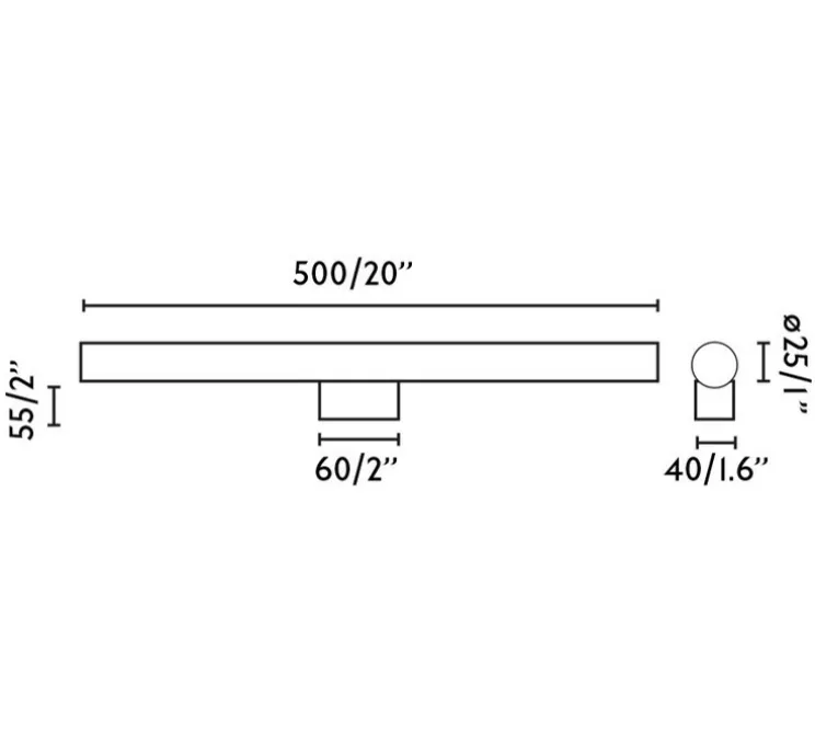 Applique murale, Calma, bleu, verre opalin, LED, IP44, 2700K, 608lm, L50cm, P8cm - Faro