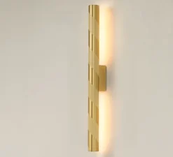 Applique murale, Candy, laiton satiné, LED, dim, 2700K, 840 lm, L5cm, H67cm - CVL