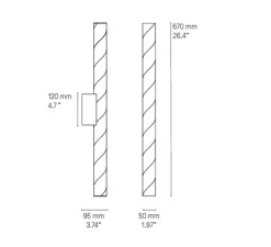 Applique murale, Candy, laiton satiné, LED, dim, 2700K, 840 lm, L5cm, H67cm - CVL