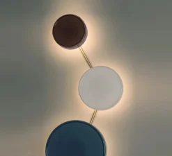 Applique*Marset Applique murale, Caramel 22/28/38, , LED, dim, 2700K, 1146-1528 lm, Ø38cm, H83,2cm - Bleu, opale et terracotta