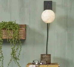 Applique murale, Carrara, Finition Marbre blanc, noir, Ø18cm, H20cm - It's about Romi