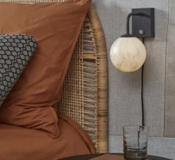 Applique murale, Carrara, Finition Marbre blanc, noir, Ø18cm, H20cm - It's about Romi