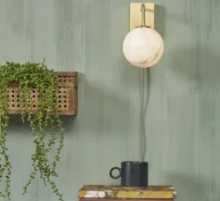 Applique murale, Carrara, Finition Marbre blanc, laiton, Ø18cm, H20cm - It's about Romi