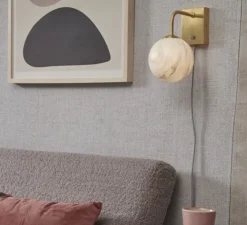 Applique murale, Carrara, Finition Marbre blanc, laiton, Ø18cm, H20cm - It's about Romi