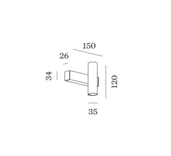 Applique*Wever&Ducré Applique murale, Ceno 2.0, , LED, dim, 2700K, 520 lm, L15cm, H12cm - bronze