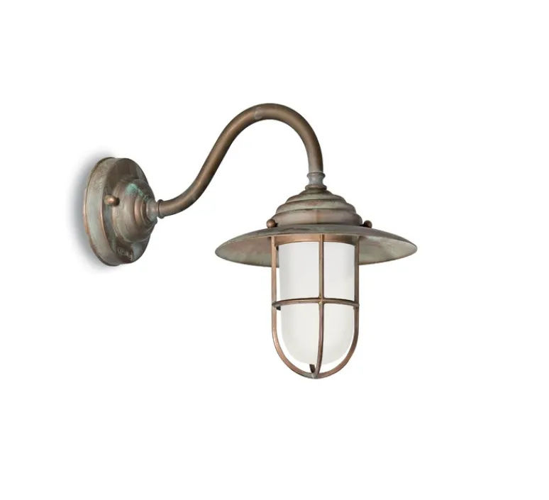 Applique*Moretti Luce Applique murale, Chalet 140, laiton vieilli, IP44, L38cm, H29cm - Cuivre laiton vieilli