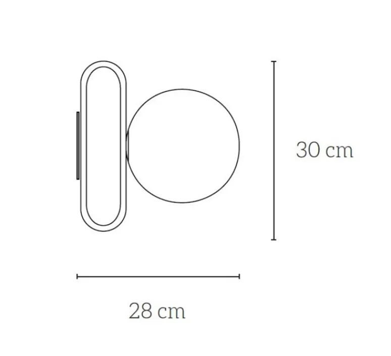 Applique*Eno Studio Applique murale, Cime, laiton, L20cm, H30cm - laiton, globe opalin