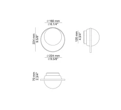 Applique*Estiluz Applique murale, Circ A-3722, , LED, dim, 2700K, 730 lm, Ø22,4cm, H13,8cm - noir