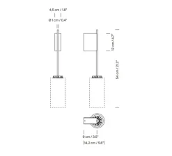 Applique murale, Cirio, verre opale blanc, LED, dim, 2700K, 486 lm, L11cm, H54cm - Santa & Cole