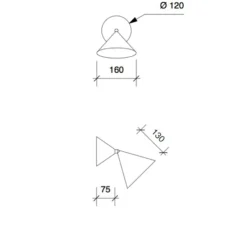 Applique murale, Cone, noir, intérieur laiton, Ø16cm, L20,5cm - Atelier Areti