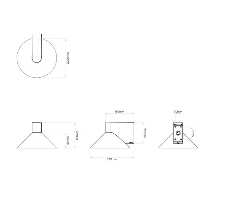 Applique*Astro Applique murale, Conic, , IP44, L20,8cm, H13,4cm - noir mat