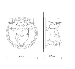 Applique murale, Corrado, Taureau, blanc mat, L40cm, H40cm - Karman