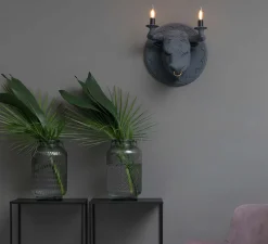 Applique murale, Corrado, Taureau, gris mat, L40cm, H40cm - Karman