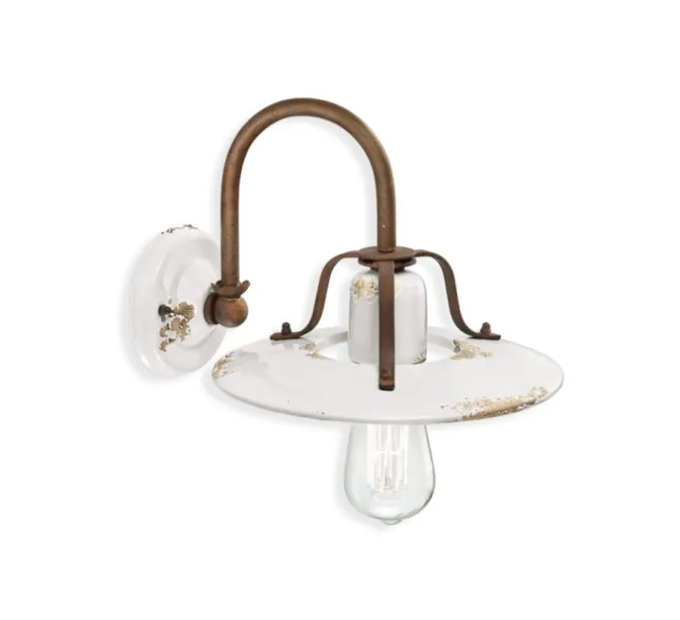 Applique murale, Country C1440, blanc vintage, L25cm, H21cm - Ferroluce