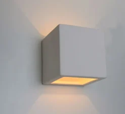 Applique murale, céramique, blanc, Ø11cm, H11cm - Zangra