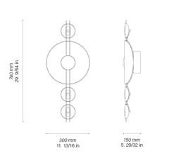 Applique*Ombre portée Applique murale, Cropcircle, , L30cm, H74cm - laiton martelé, brossé et ciré