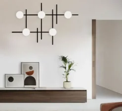 Applique*B.lux Applique murale, Crosshatch C/W L, , LED, dim, 2700K, 1800 lm, L108,6cm, H110,9cm - noir