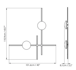Applique murale, Crosshatch C/W M, noir, LED, dim, 2700K, 1800 lm, L101,6cm, H110,9cm - B.lux
