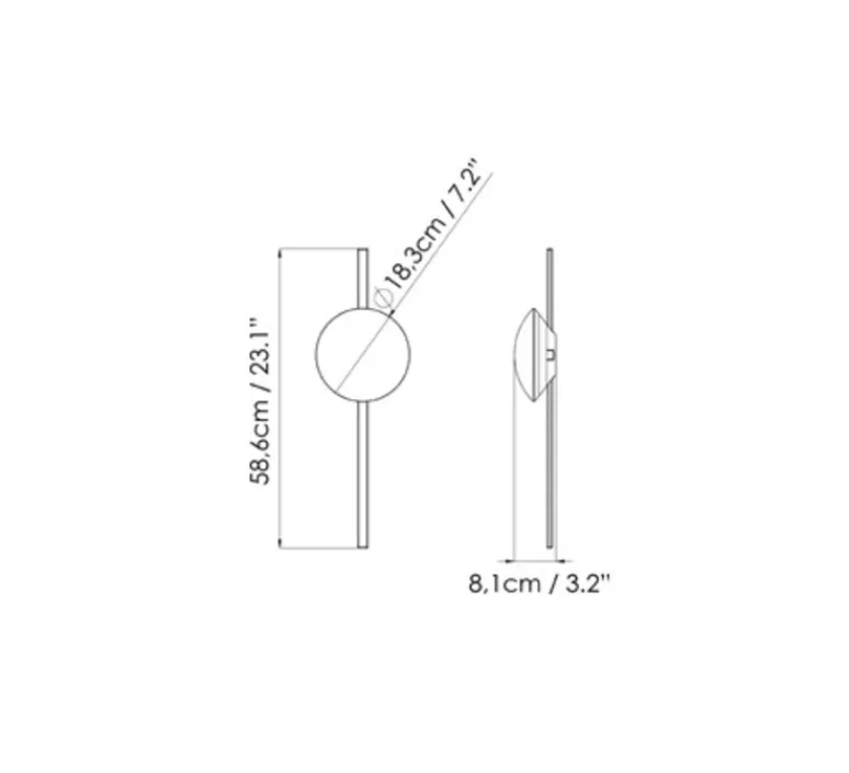 Applique*B.lux Applique murale, Crosshatch C/W S, , LED, dim, 2700K, 1800 lm, Ø18,3cm, H58,6cm - noir