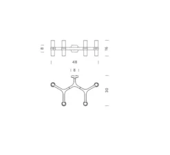 Applique*Nemo Lighting Applique murale, Crown 4, , L48cm, H16cm - acier poli