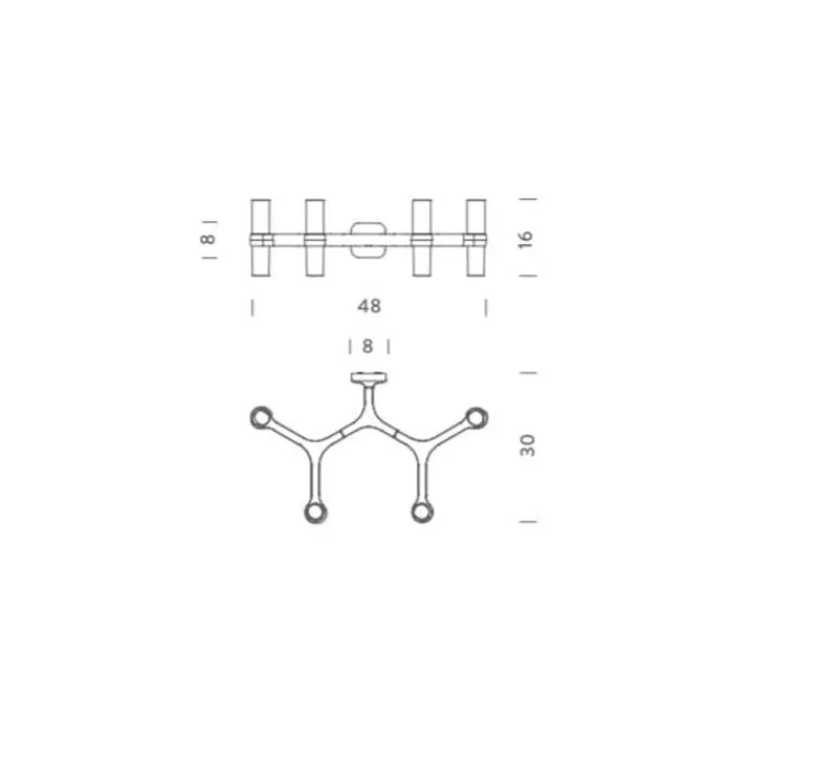 Applique*Nemo Lighting Applique murale, Crown 4, , L48cm, H16cm - acier poli