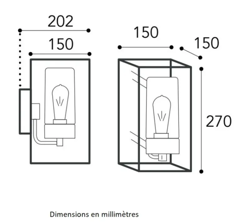 Applique*Moretti Luce Applique murale, Cubic 3365, , IP44, L15cm, H27cm - laiton